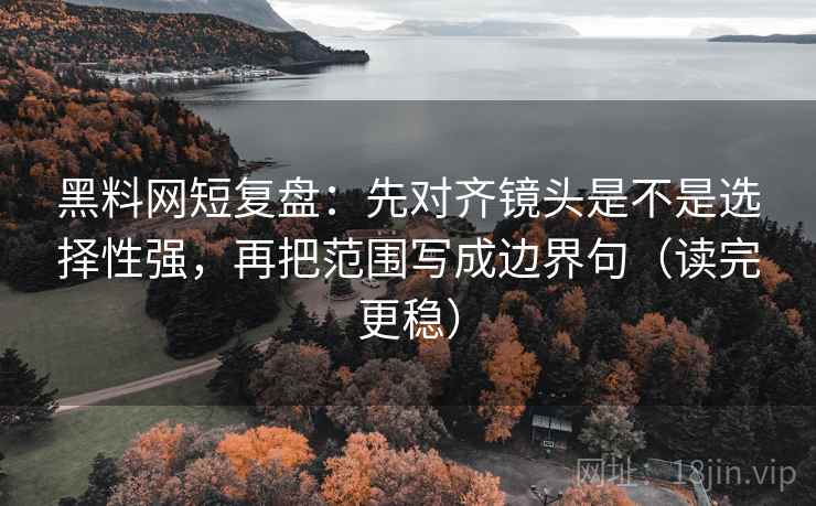 黑料网短复盘：先对齐镜头是不是选择性强，再把范围写成边界句（读完更稳）