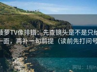 菠萝TV像排错：先查镜头是不是只给一面，再补一句前提（读前先打问号）