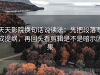 天天影院换句话说读法：先把段落写成提纲，再回头看剪辑是不是暗示因果